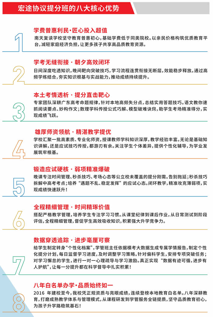 惠州南天高考复读提分班 惠州高三复读培训班
