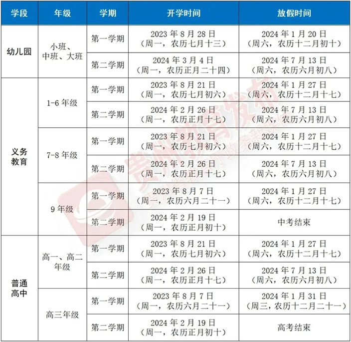 中小学2024全国各地寒假时间表公布 放寒假是几月几号