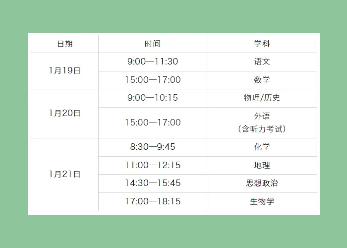 新高考2024七省联考时间具体安排一览 附各科目考试时间表